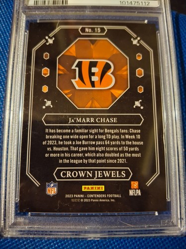 Tarjeta Joya Corona Jamarr Chase Panini Contenders 2023 #15 Bengals SSP PSA 9 LSU - Imagen 5 de 6