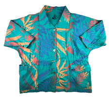 Vintage Global Kiwis Floral Tropical Jacket Large Oversized 90s 100% Cotton