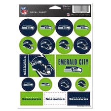 SEATTLE SEAHAWKS 17 LOGO VINYL STICKER SHEET NEW WINCRAFT   