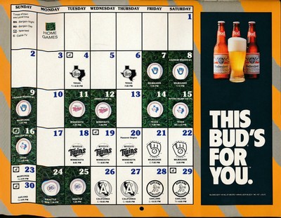 BUDWEISER PRESENTS 1989-90 DETROIT TIGERS TEAM CALENDAR APRIL 1989 TO MARCH  1990 | eBay