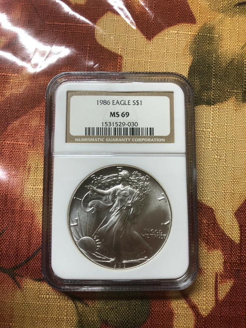 h*o様 1986 Silver Eagle MS 69 Buy 1986 NGC MS-69 1 oz American Silver Eagle Coin (Brown