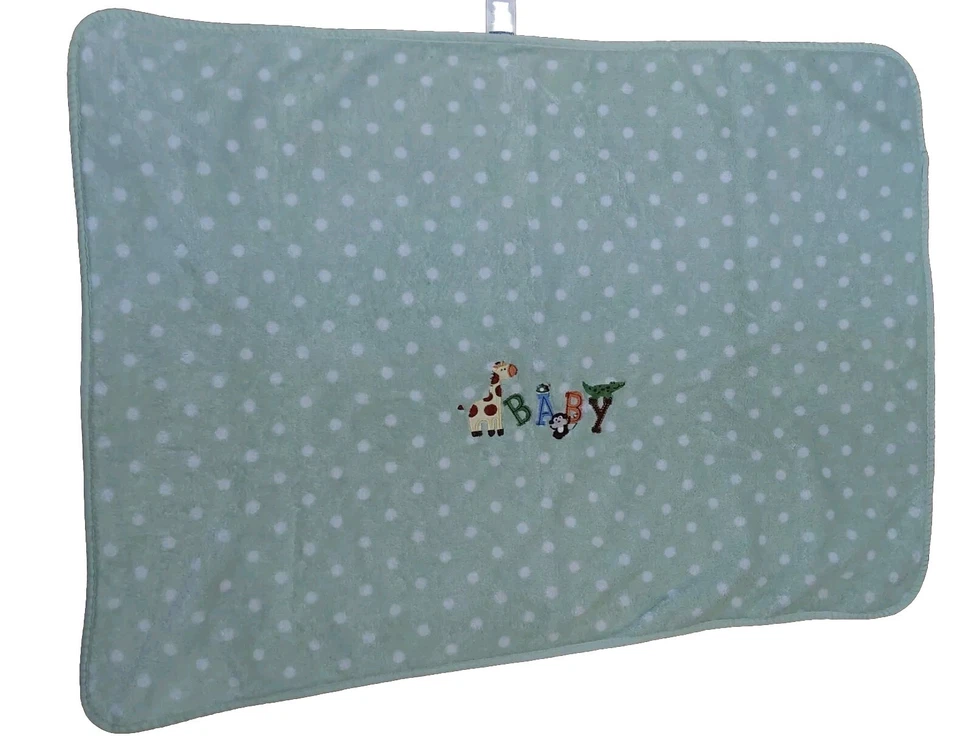 Garanimals婴儿毯绿色白色圆点长颈鹿猴子海龟30x39 — 第 2/4 张图片