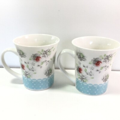 2er Set Blumen Keramik Becher Tassen Neu