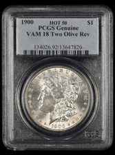 1900 $1 VAM 18 Two Olive Reverse Hot 50 PCGS Genuine