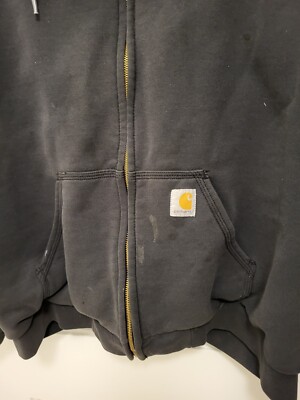 CARHARTT HOODIE 2 XL Black Gray Thermal Lined J149 Zip Front