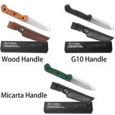 FLISSA 9" Fixed Blade Knife Survival Knife D2 Steel Hunting Knife Leather Sheath