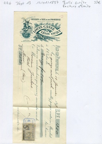 Dépt 13 - Aix en Provence - Belle Entête d'une Huilerie & Savonnerie 14/01/1897 - Picture 2 of 2