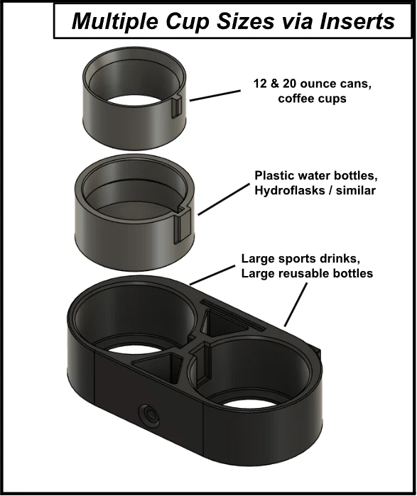 1998-2011 Ford Ranger Cup Holder Front Seat (3D Printed) - Manual Transmission - Image 3 of 4
