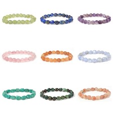 Natural Gemstone Crystal Healing 8mm Freeform Pebble Bead Stretch Bracelets 6.5"