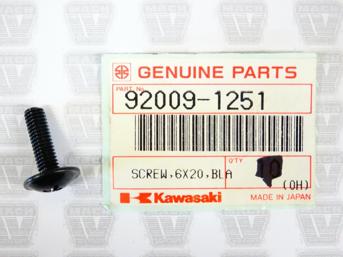 つきこ Kawasaki NOS NEW 92009-1251 Black Screw 6x20 EN KSF ZN ZX EN450