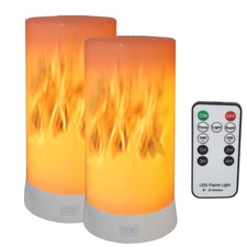 2X Led Flame Effect Light Rechargeable Flame Bulb Flickering with 4 Modes Remote