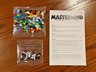 2018 MASTERMIND Board Game Pressman ~ Replacements (Pegs & Rules) ~ New/Sealed