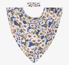 Posh Peanut Swaddle Headwrap Set Floral Blue Viscose from Bamboo