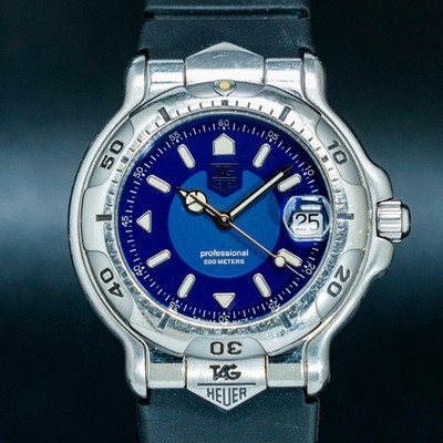 稼働 TAG HEUER WH1115 ブルー プロフェッショナル ヴィンテージ TAG HEUER 6000 Professional WH1115-K1 Blue Dial 39mm Date Quartz