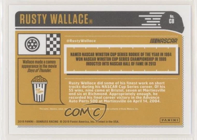 2019 Panini Donruss NASCAR Classics Rusty Wallace #C8 HOF - Image 2 of 2