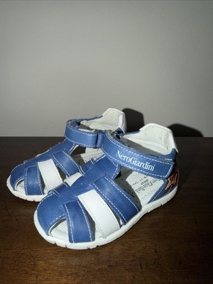 Nero Giardini Junior Baby Sandals Blue/White Leather Italy Size 18/ Size 3 US