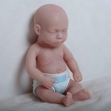 12 in Closed-eyes Sleeping Baby Girl Unpainted Doll Platinum Silicone Baby Dolls