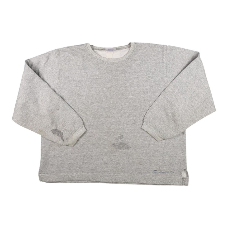 Champion Jumper Women XLARGE Grey Cropped Crew Neck Pullover Sweatshirt Size XL