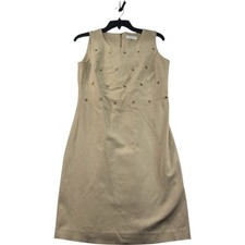 Calvin Klein Dress Womens Size 6 Camel Tan Sleeveless Embellished Stretch