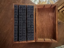 Alphabet Number Symbol Wooden Rubber Stamp Set in Wooden Box