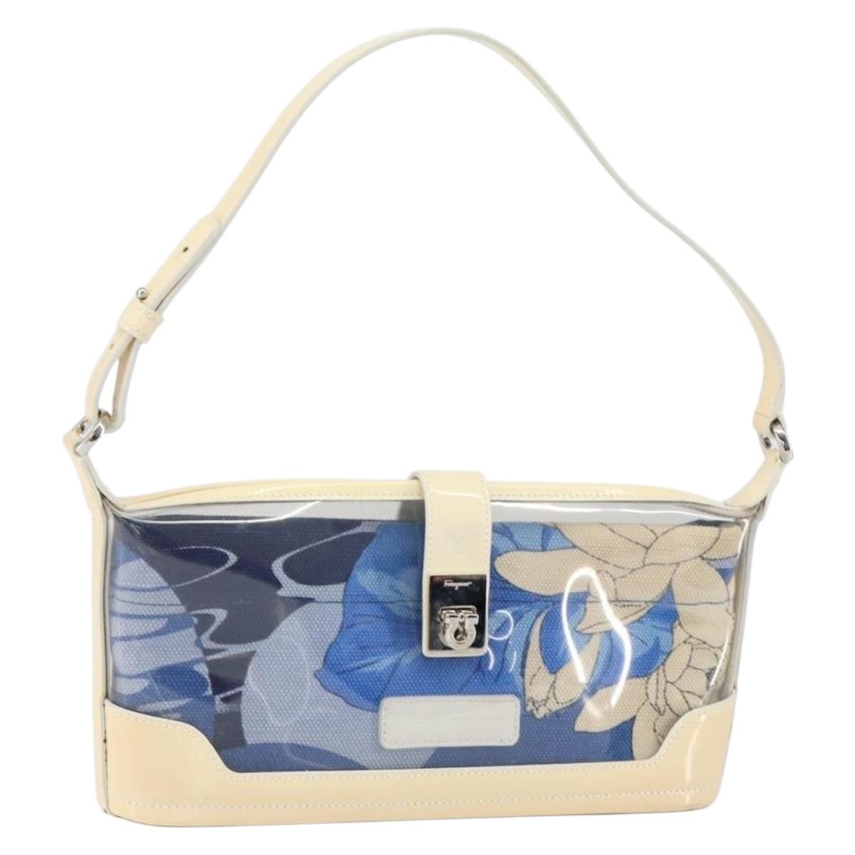 Salvatore Ferragamo Vintage Shoulder Bag Patent Leather Blue Patent_Leather Shoulder Bag Bag (Pre-Owned)