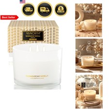 Luxury Vanilla Soy Candles Large 3 Wick Jar Candle Up to 50 Hours Burn Time