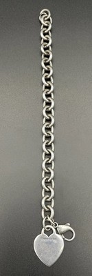Tiffany Sterlingsilber Kette Armband herzförmiges Etikett 7 3/8'' ohne Monogramm