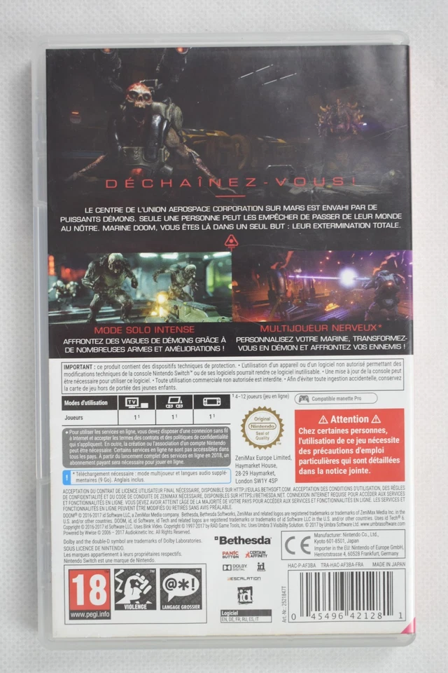 Doom Nintendo Switch PAL FR, photo 2 sur 5
