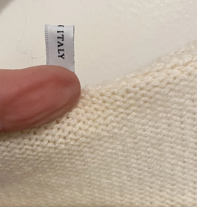 Suéter de cachemir para mujer AGNONA cuello en V crema borde topo ITALIA talla 8/44 Foto 2 de 4