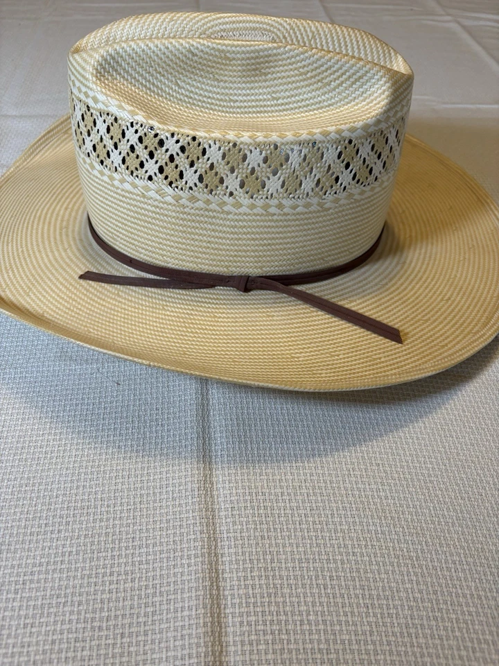 Соломенная ковбойская шляпа American Hat Company Style 1022, размер 7 7/8 Cattleman 4 дюйма с полями - Изображение 3 из 4