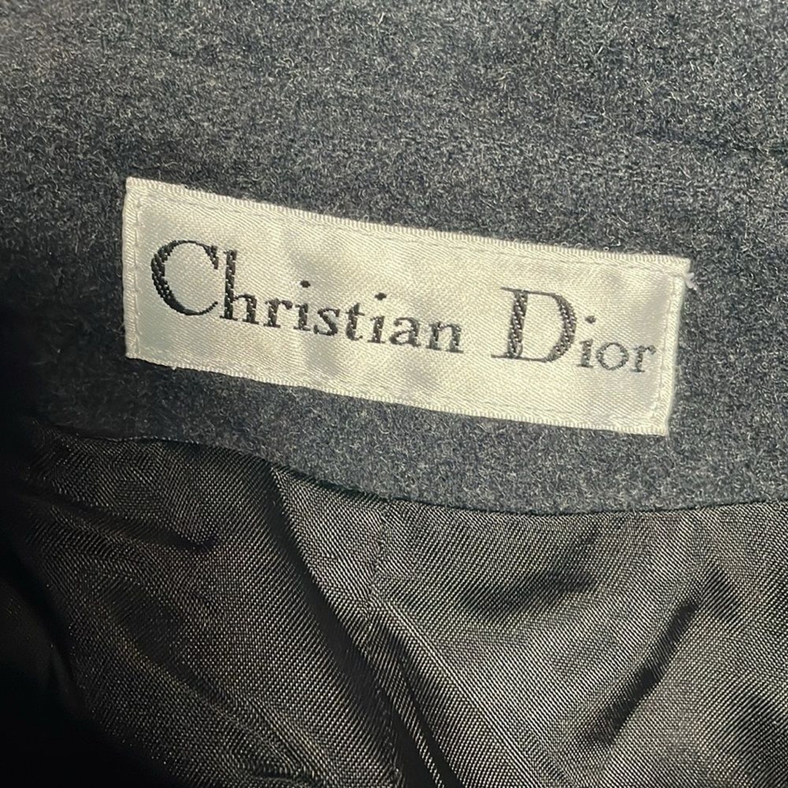 Christian Dior Women Sz 10 Double-Breasted Button Wool Peacoat Trench Coat Gray thumbnail 6