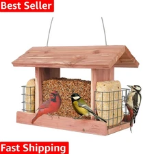 Durable Squirrel-Proof Cedar Bird Feeder - Four Sides Feeding for Your Backyard