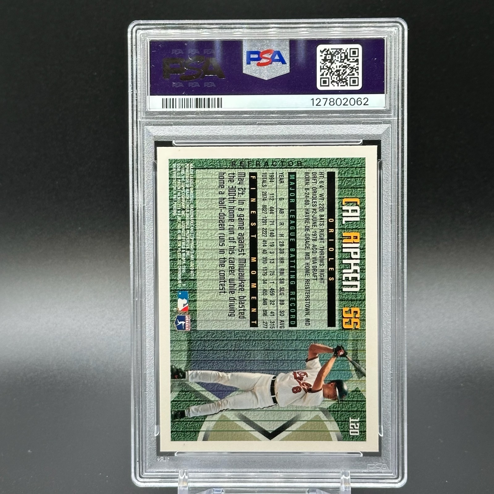 1995 FINEST REFRACTOR CAL RIPKEN JR. #120 PSA 7 - ORIOLES view 2