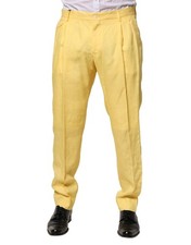 Dolce & Gabbana Yellow Flax Tapered Dress Men Men's Pants Authentic