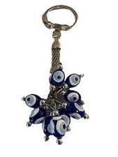 Turkish Blue Evil Eye Beaded Keychain Keyring or Bag Charm