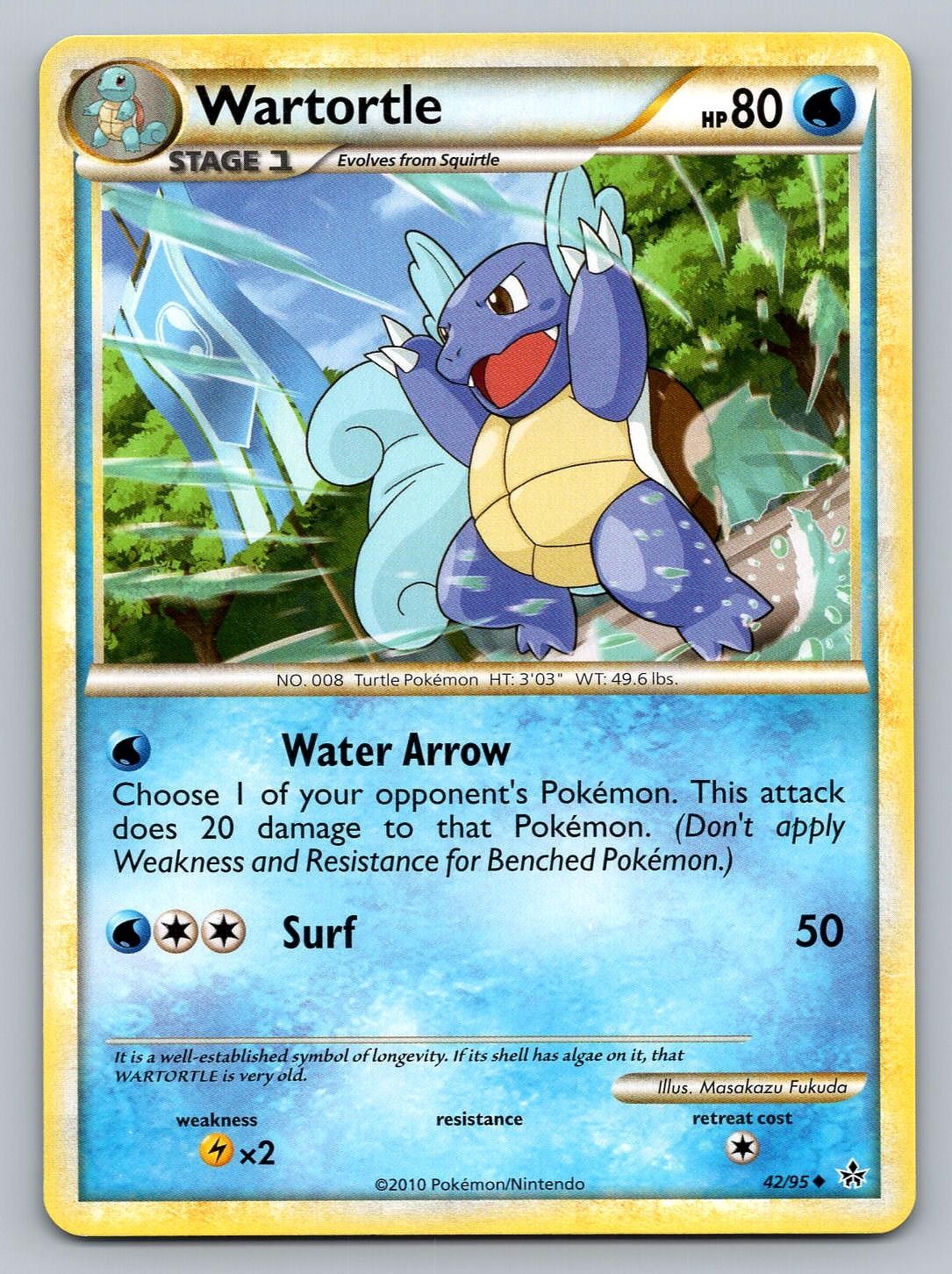 WARTORTLE 42/95 UNCOMMON HGSS UNLEASHED POKEMON MP