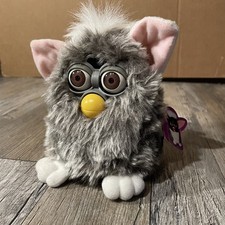 Vintage 1998 Tiger FURBY Gray White Plush Original Church Mouse Tested Working