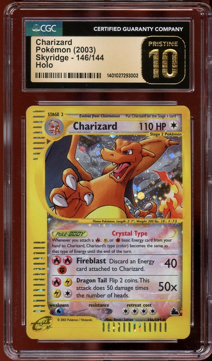 CGC 10 PRISTINE Charizard 146/144 CRYSTAL HOLO Skyridge RARE