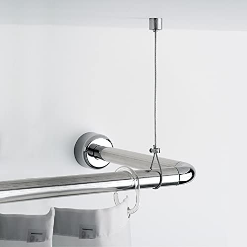 Porte-rideau de douche chromé Gedy 150 cm pour barre de salle de bain