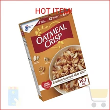 Oatmeal Crisp Heart Healthy Cereal, High Fiber Cereal Made with Whole Grain, 19.