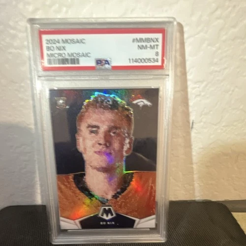2024 Panini Mosaic Micro Mosaic Bo Nix #MM-4 PSA 8 Denver Broncos Rookie
