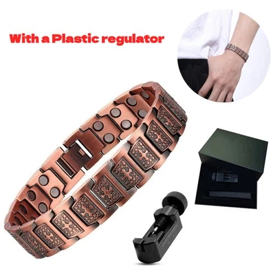 MAGNETICTHERAPY Mens PURE COPPER Bracelet Magnetic Healing Therapy Arthritis Pain Relief Bangle