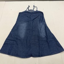 SheIn Dress Womens XS Blue Denim Scoop Neck Strappy A-Line Knee Length Sundress