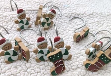 Gingerbread Shower Curtain Hooks Set of 12 Christmas Xmas Bathroom Decoration 