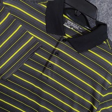 Nike Golf Polo Shirt Mens Medium Black Yellow Stripe Dri-Fit Tour Performance