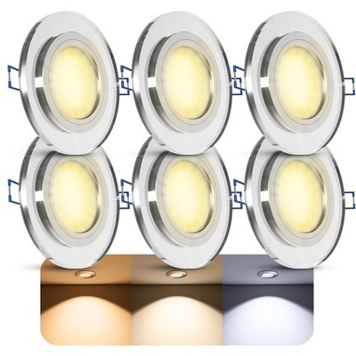 6x Einbauspot ALINA klar mit LED Modul 4W 3CCT drei Lichtfarben Deckenstrahler