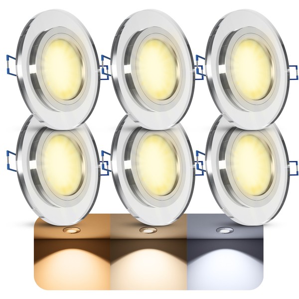 6X Einbauspot Alina Klar Mit Led Modul 4W 3CCT Drei Lichtfarben Deckenstrahler-image