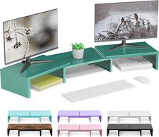 Dual Monitor Stand for Desk, Metal Computer Stand, Desk Shelf Riser,Desktop Orga