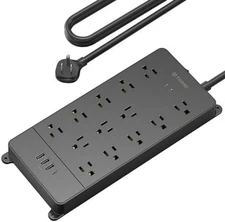 Surge Protector Power Strip, 4000 Joules, ETL Listed, 13 Widely-Spaced Outlets E