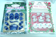2 Mini Porcelain Tea Set 11-Piece Floral Pattern Blue cookware pot pan mug